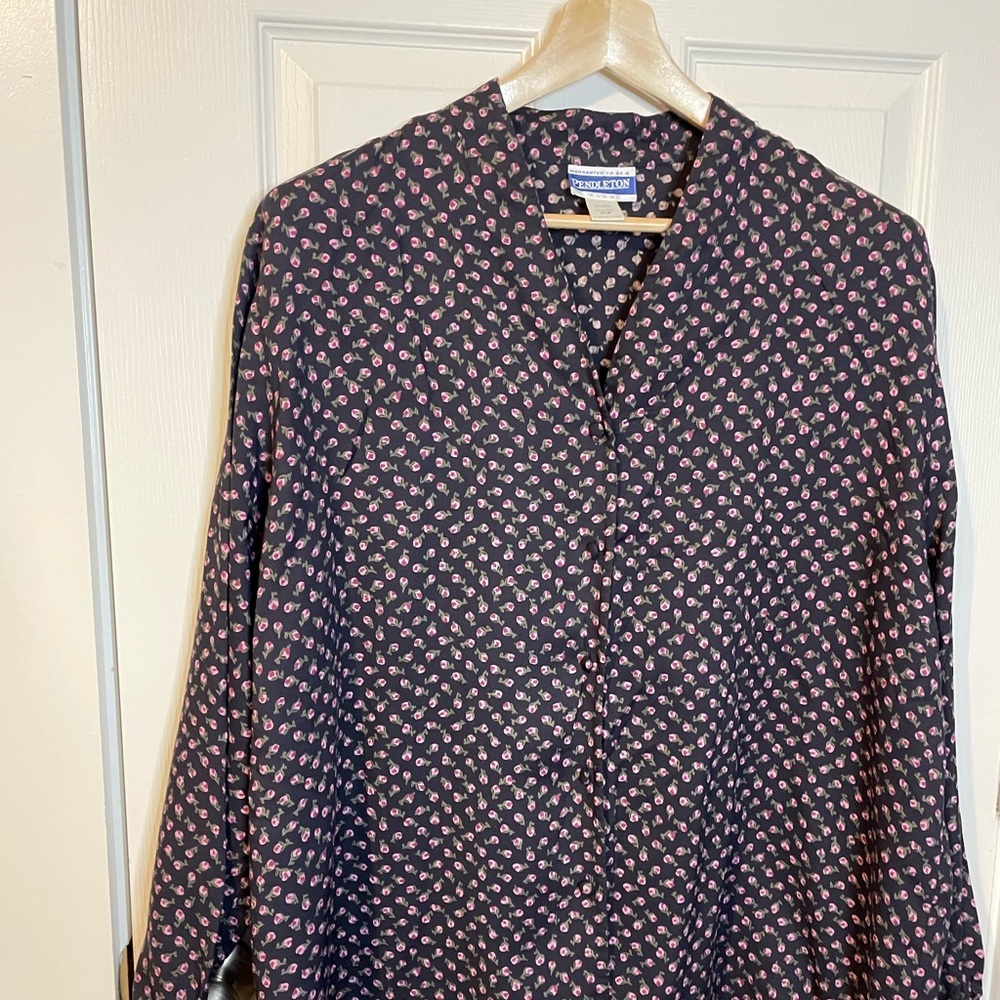 VTG Pendleton floral long sleeve button down blouse plus sz 20W - Picture 2 of 10